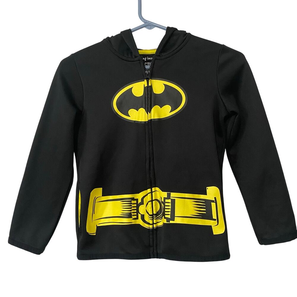 DC Batman Boys Mask Hoodie Long Sleeve Zip Jacket Collectible Fleece Size 7